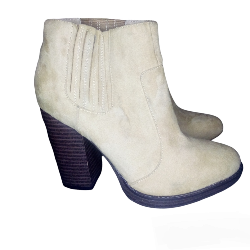 Zara Trafaluc Women's Tan Suede Block Heeled Boots